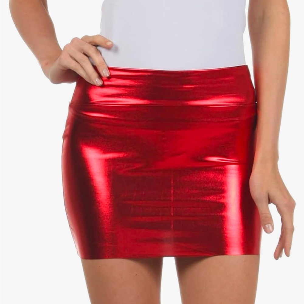 Shiny Red Mini Skirt